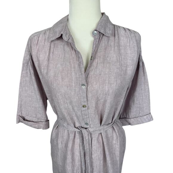 Tahari 100% Linen Button Front Shirt Dress Size Small Minimalist Travel Casual - Picture 2 of 10